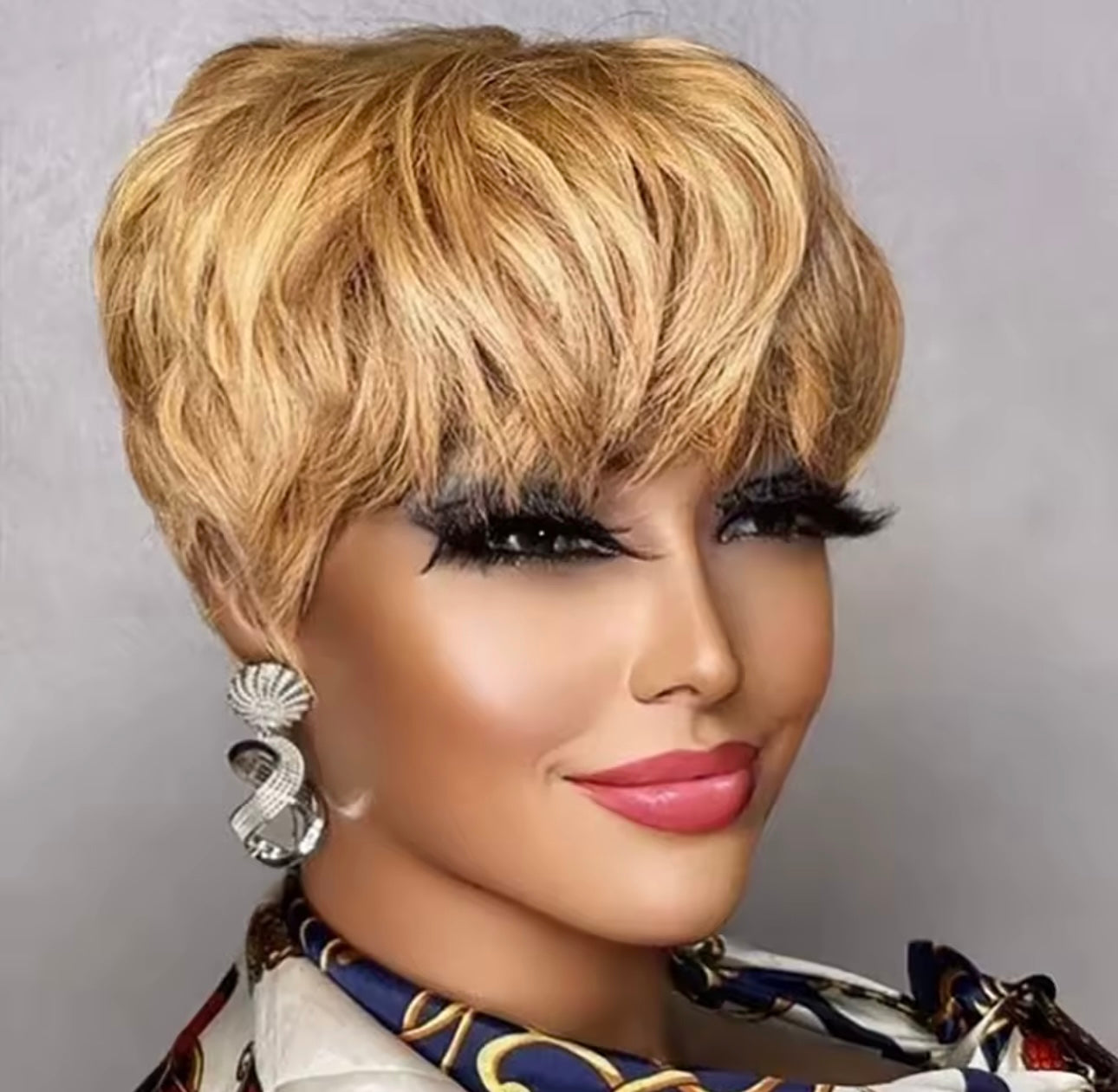 Human hair pixie cut wig