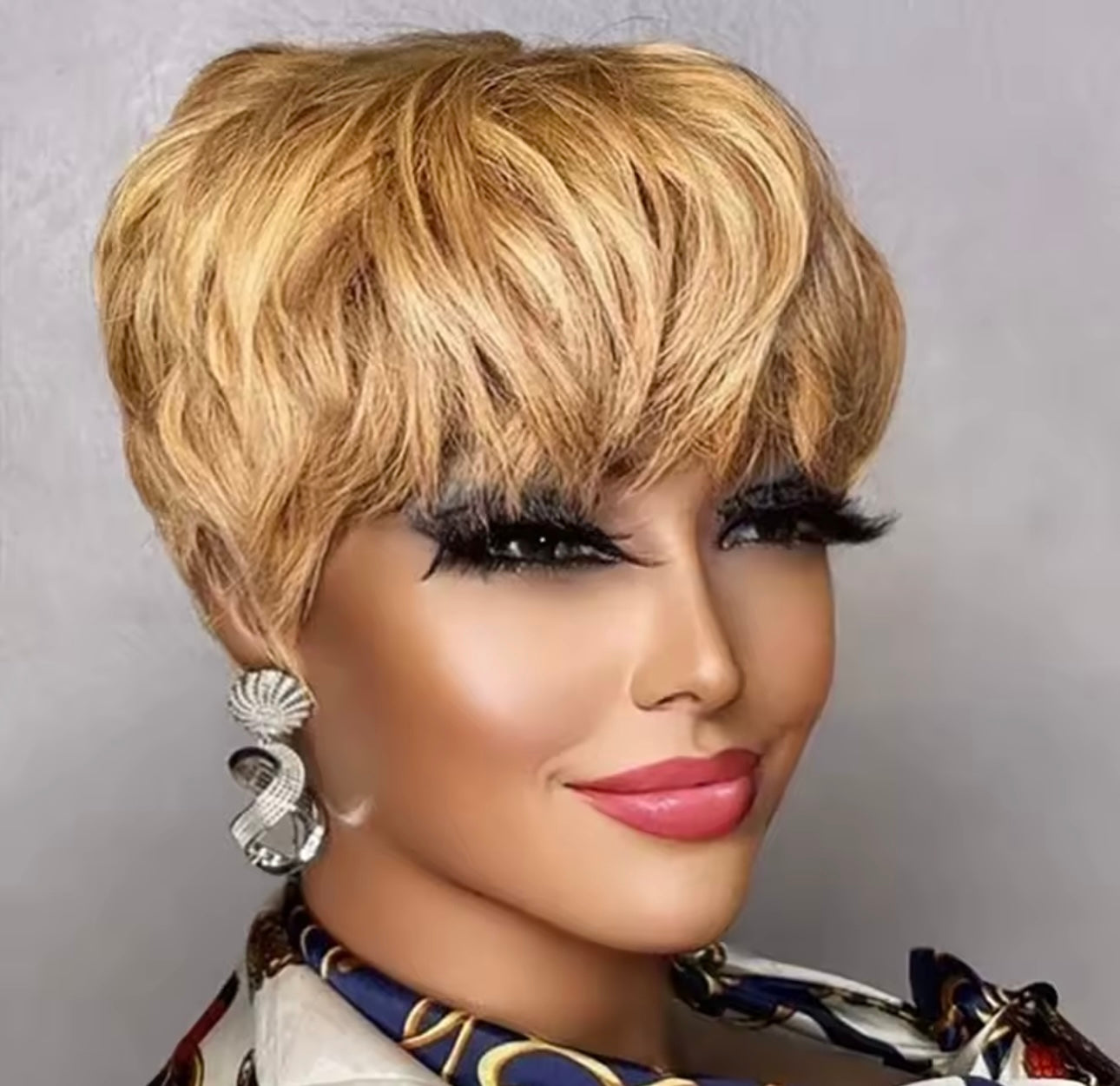 Human hair pixie cut wig